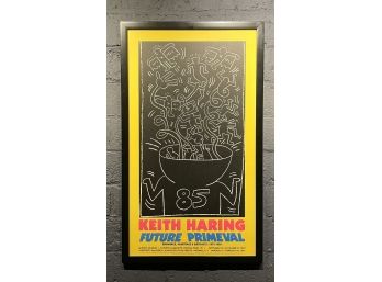 Vintage 1990s Keith Haring Future Primeval Lithograph Exhibition Poster