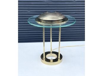 Vintage Brass And Glass Saturn Lamp Sonneman Style