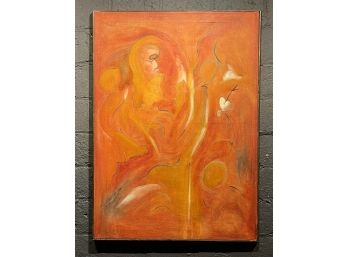 Vintage Surrealist Abstract Titled Lovers Signed Ostrander Dated 1963