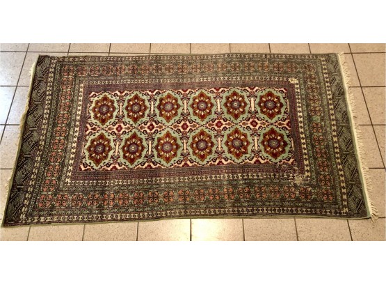 Beautiful Antique Hand Knotted Silk Oriental Area Rug With Great Coloring - 4' X 7'6'