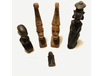 Lot Of 5 Vintage African Wooden Sculptures