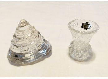 Pair Of Vintage Crystal Items Including Vase And Paperweight (Langsam Billig And Zajecar)