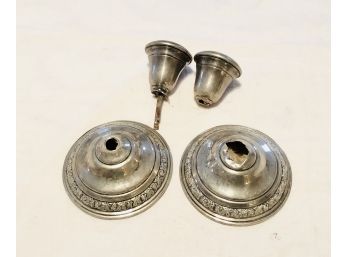 Pair Of Vintage Weighted Wallace Sterling Silver Candlesticks - For Melt