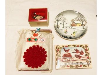 Lot Of Vintage Christmas Collectibles Including West German Porcelain Plate