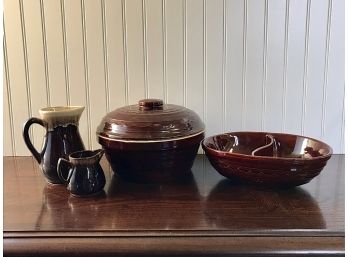 Marcrest Stoneware And Two Dripware Pitchers