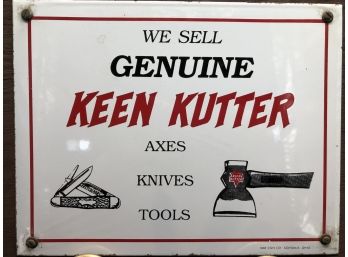 Genuine Keen Kutter Tin Sign Mounted On Board
