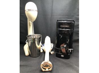 Drink Master, Betty Crocker Hand Mixer, Small Proctor Silex Coffee Pot