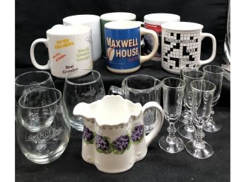 Glassware And Mugs - Vintage Maxwell House Mug, Stemless Wine Glasses, Much More