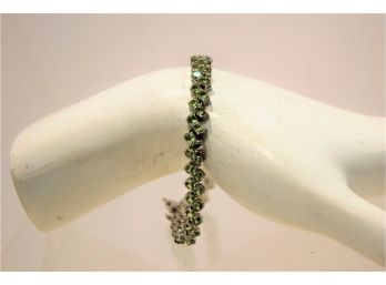 Ladies Sterling Silver 925 & Peridot 7.5' Tennis Bracelet
