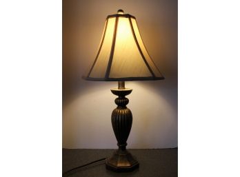 Lovely Mid Size Antiqued Look Table Lamp W/Shade
