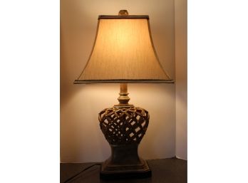 Handsome Beaded Resin Table Lamp W/Shade