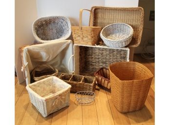 Assorted Mixed Lot Of Wicker/Wire Baskets