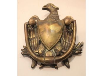 Vintage Heavy Brass/Bronze American Bald Eagle W/Shield Door Knocker