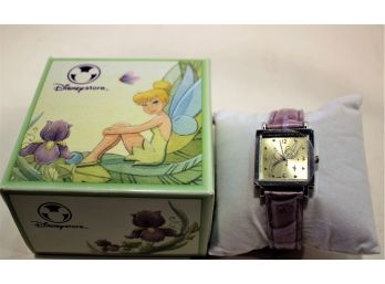 NOS Disney Store TINKERBELL Watch W/Mauve Croco Leather Band