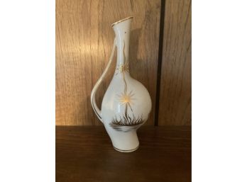 Vintage Yager White Vase With Beautiful Gold Design