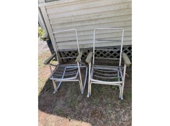 Pair Of Vintage Folding Aluminum Duralite Rocking Chairs