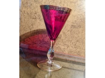 Ruby Red And Gold Trimmed Martini Glass