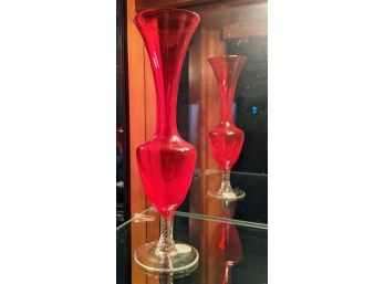 Vintage Glass Crystal Red Vase