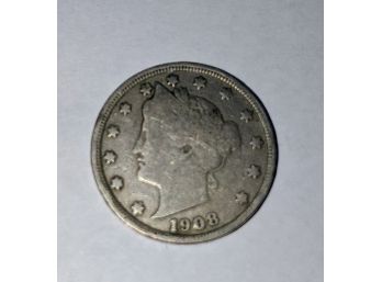 1908 Liberty Head V Nickel 5 Cent Piece