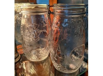 Pair Of Wheaton 1.5L Embossed Fruit Canisters/storage Jars