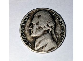 1941 Jefferson Wartime Nickel Silver Alloy Nickel 35 Silver