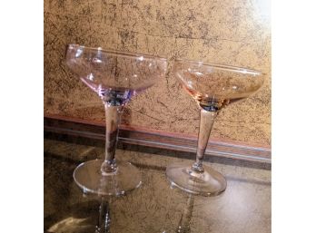 Pair Of Tinted Champagne Glasses
