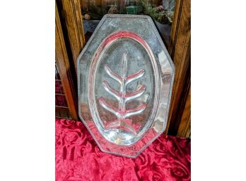 Footed Silver Plate Platter W/ Tree Design