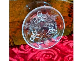 Christmas Dessert Dish - Oak Leaves And Acorns Bowl Federal Glass Footed