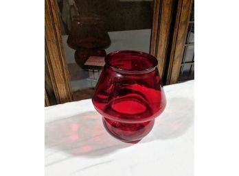 Red Glass Christmas Tree Candle Holder