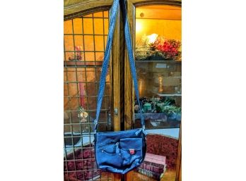 Blue Leather Rosetta Purse, Beautiful Christmas Gift!