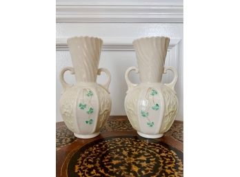 Pair Of Vintage Belleek Vases