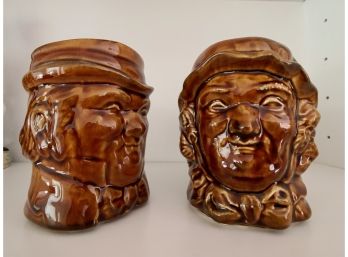 Pair Of Vintage Face Mugs
