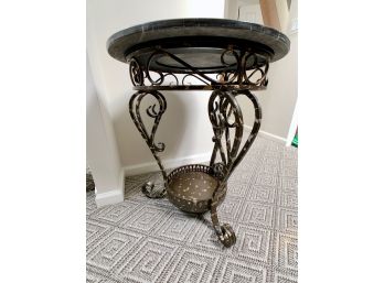 Ornate Metal Table With Marble Top