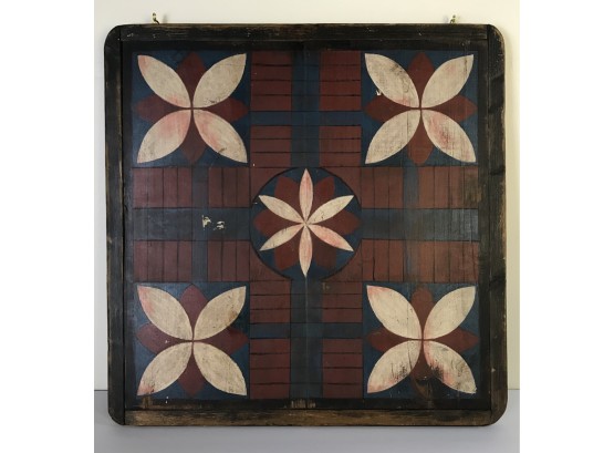 Primitive American Folk Art - Checkers & Parcheesi Board Game - Solid Wood