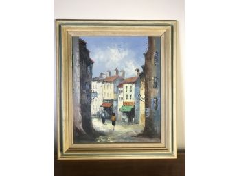Impressionist Piece - Original Oil On Canvas - Parisian Street Scene - Artist Signed Dubois