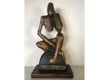 Beautiful Wooden Carved Sculpture - 'Contemplation'