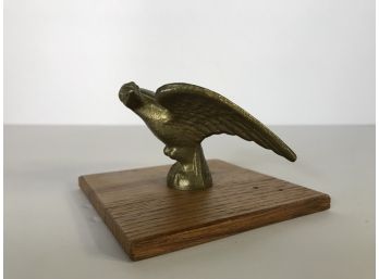 Vintage Brass Eagle On Antique Chocolate Chestnut Base