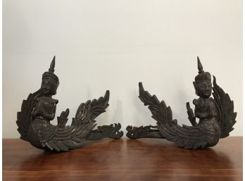 Vintage Balinese Carved Wood Sculpture (Matching Pair) - Vishnu Riding Garuda