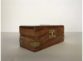 Gorgeous Vintage Rosewood Nautical Trinket Box With Brass Anchor And Hinges