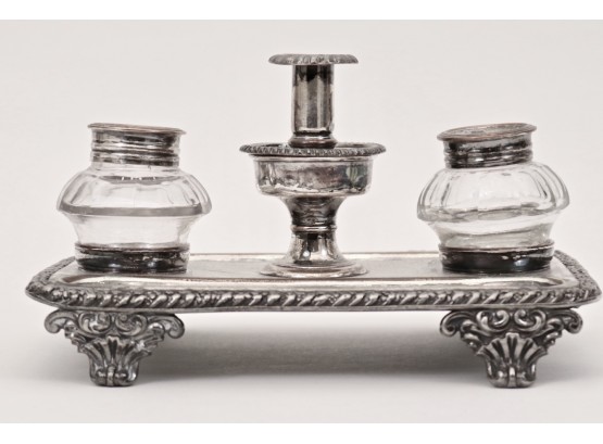 Antique Silver Plated Ink Well