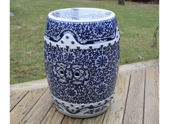 Blue And White Ceramic Chinoiserie Garden Stools (REVISED)