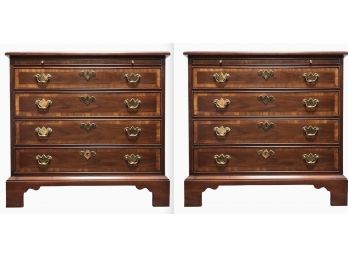 Pair Of Banded Mahogany Chippendale Bachelor Chests By White Of Mebane