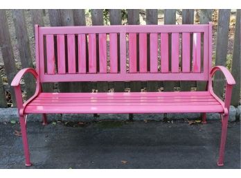 Vintage Pink Metal Park Bench
