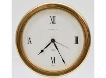 Tiffany & Co. Round Brass Swiss Alarm Clock
