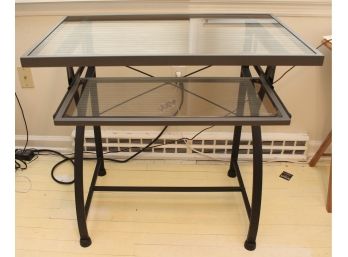 Smoky Gray Glass Computer Desk