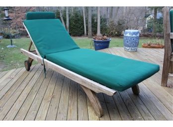 Vintage Barlow Tyrie Genuine Teak Lounge Chair With Green Cushion