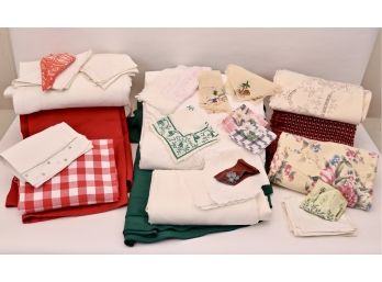 A Nice Selection Of Tablecloths + Vintage Handkerchiefs