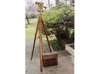 Troughton & Simms Theodolite Surveyor's Instrument On A Timber Tripod Stand With Original Fitted Box