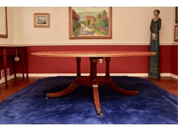 English Custom Made Round European Yew Wood Dining Table + Custom Made Pads (Retail $6,000)