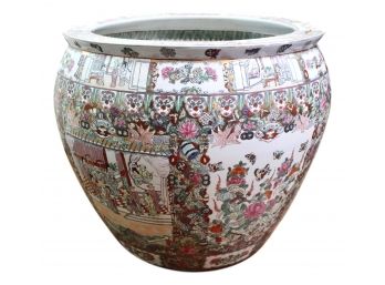 Extra Large Chinese Rose Medallion Porcelain Fish Bowl